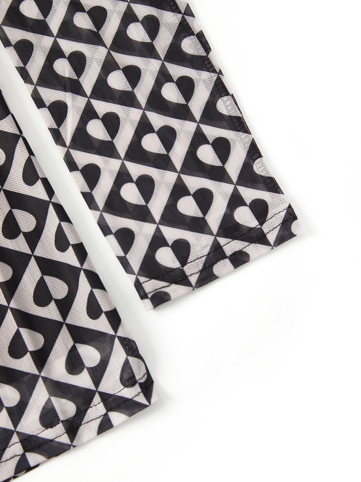 Heart Checkered Print Long Sleeve Tee Product Image