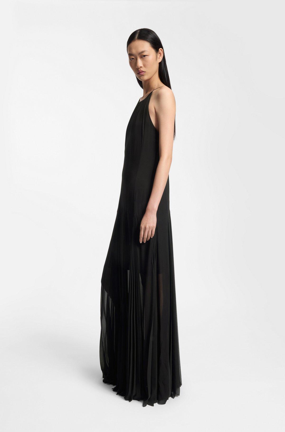 Sleeveless dress with plissé skirt inserts Product Image