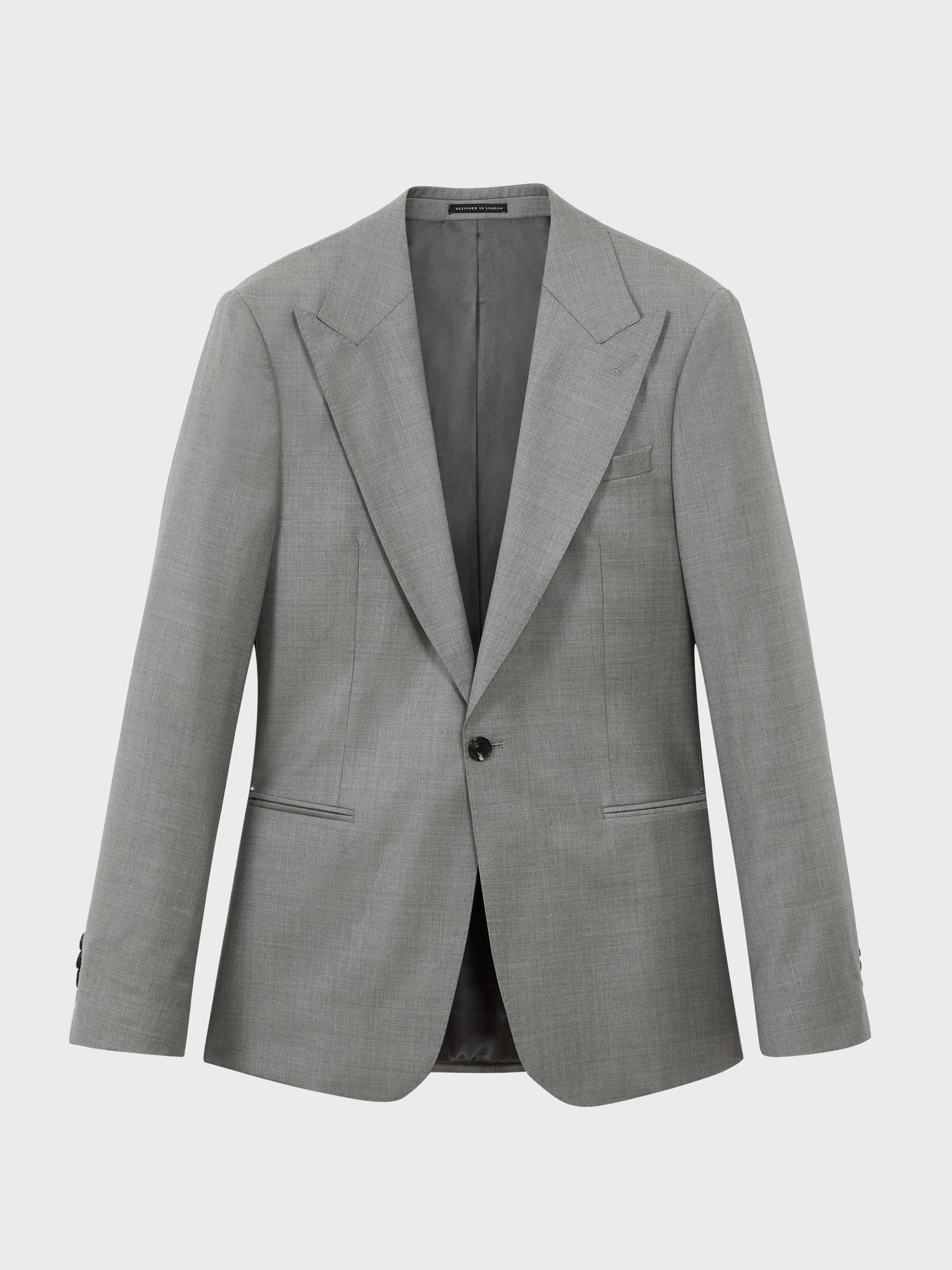 Atelier Wool Cashmere Slim Fit Single Breasted Blazer in Grey Melange Product Image