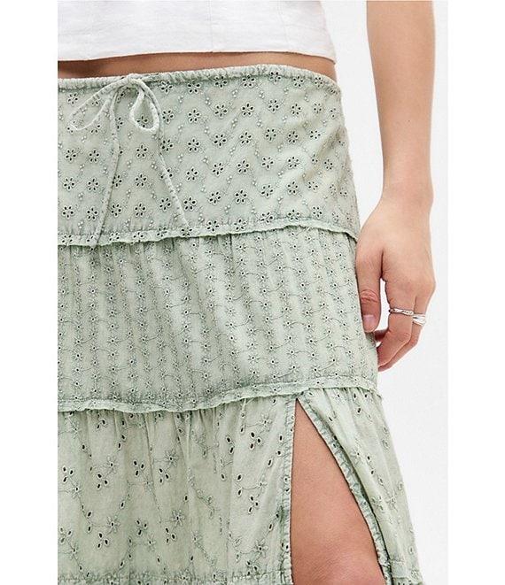 BDG Urban Outfitters Broderie Tiered Eyelet Maxi Skirt Product Image