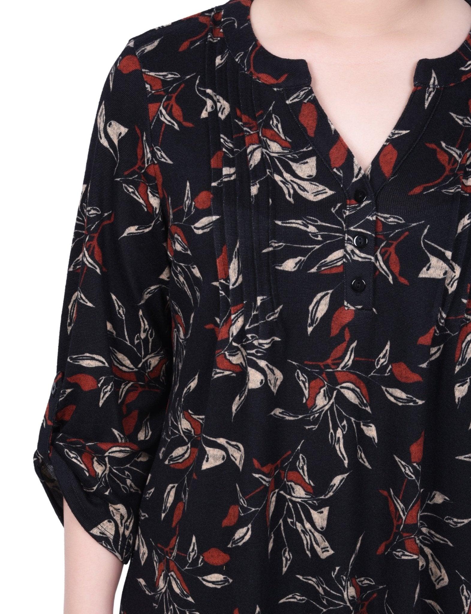 3/4 Length Roll Sleeve Top - Petite Product Image