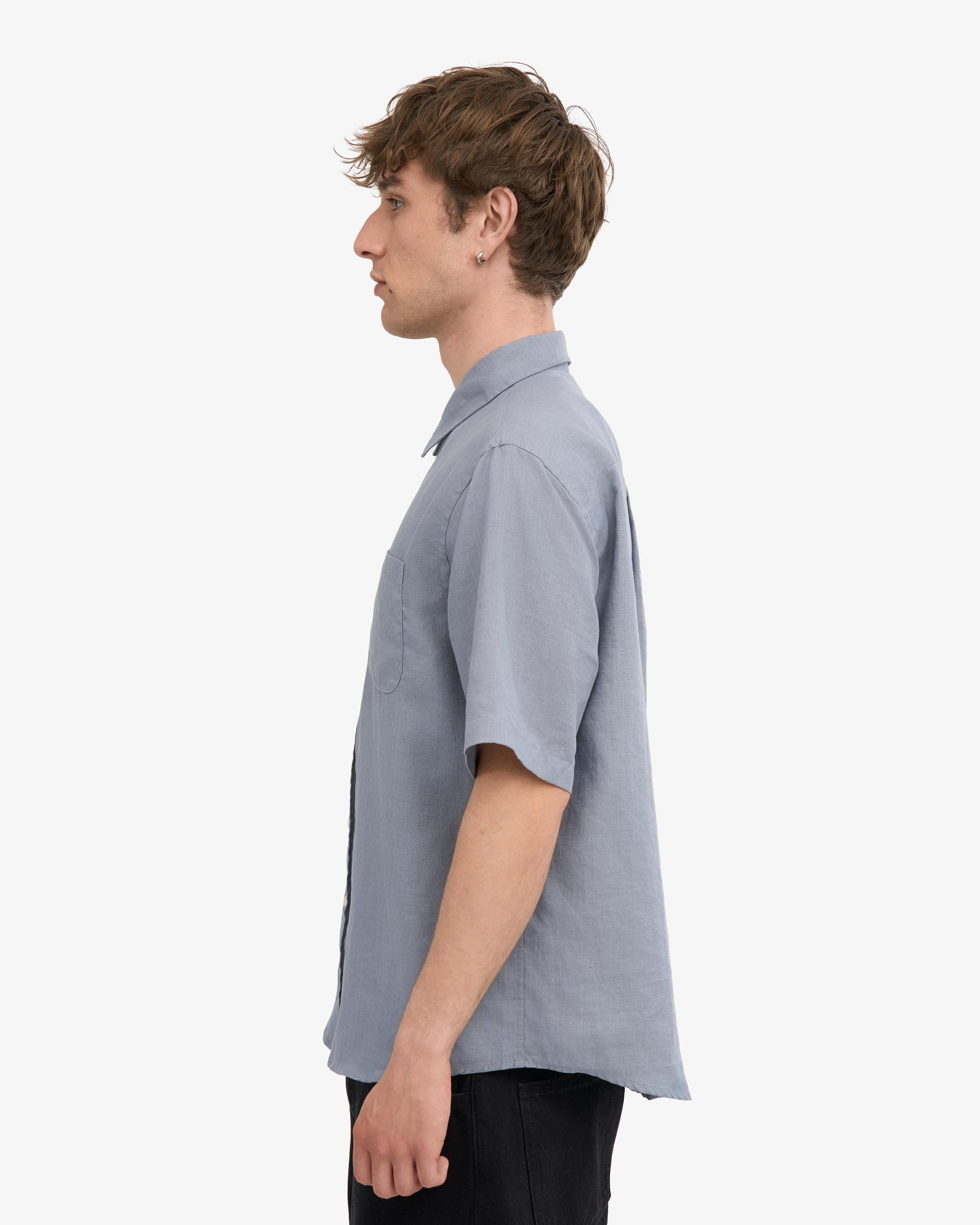 Linen SS Shirt - Steel Blue Product Image