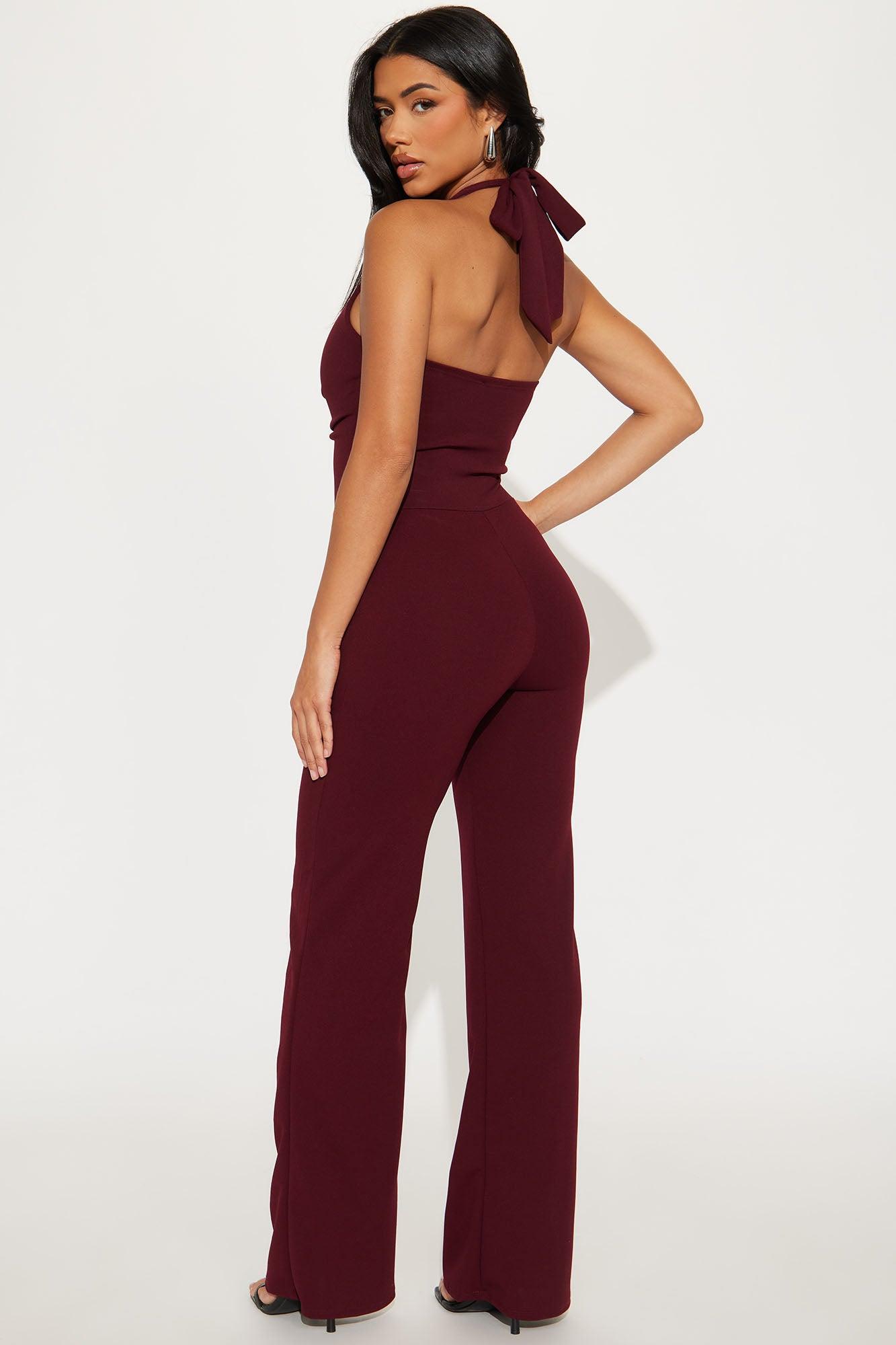 Pushing The Limit Jumpsuit - Burgundy Product Image