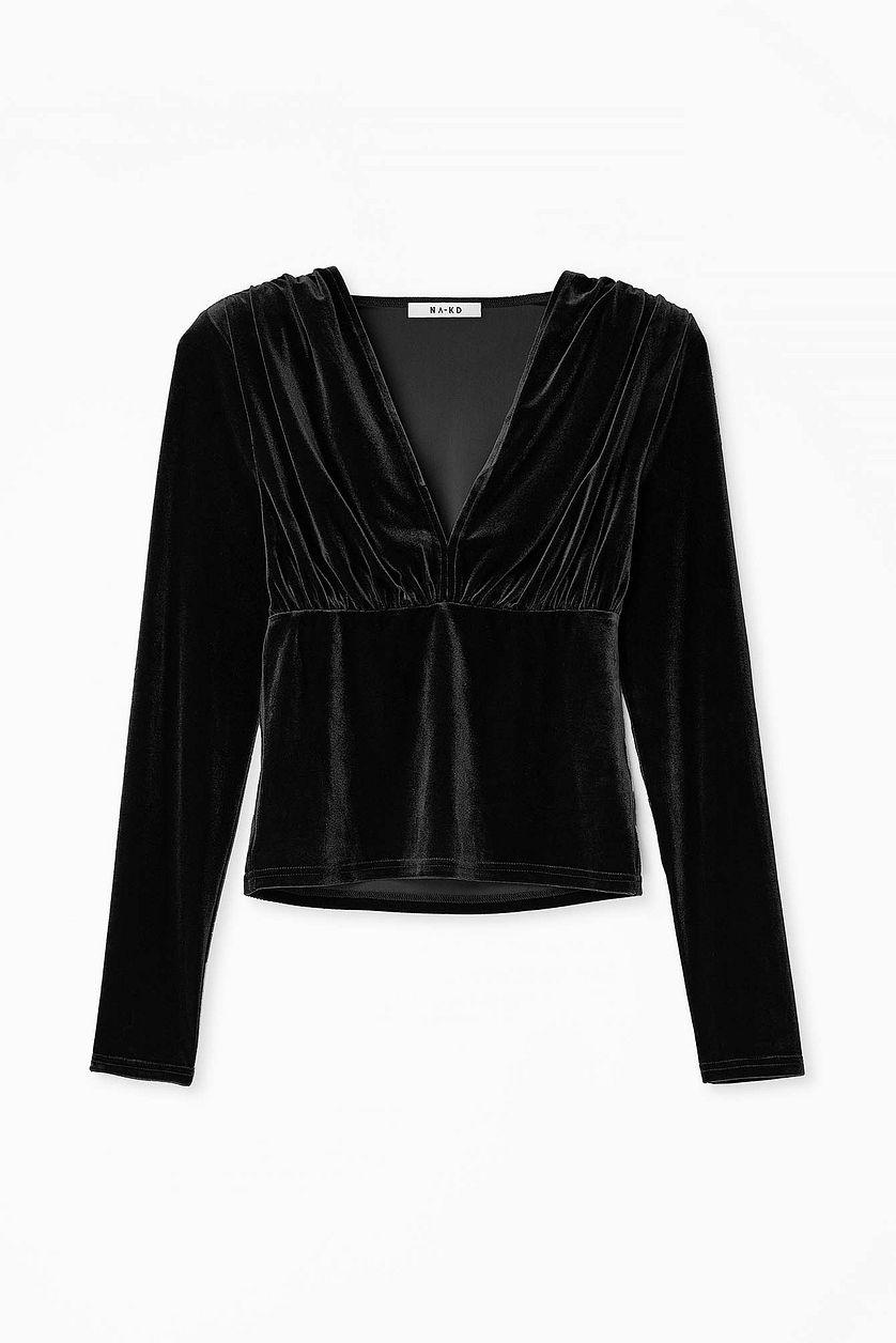 Sharp Shoulder Velvet Top Product Image