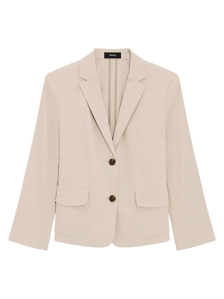 Womens Shrunken-Fit Single-Breasted Linen-Blend Jacket Product Image