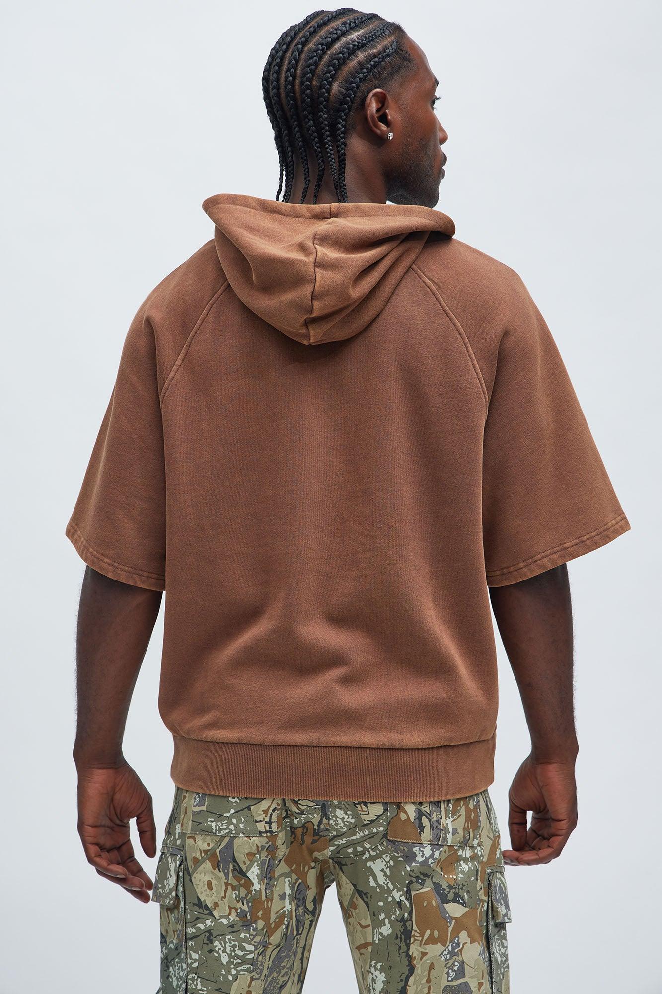Tyson Short Sleeve Raglan Hoodie - Brown Product Image