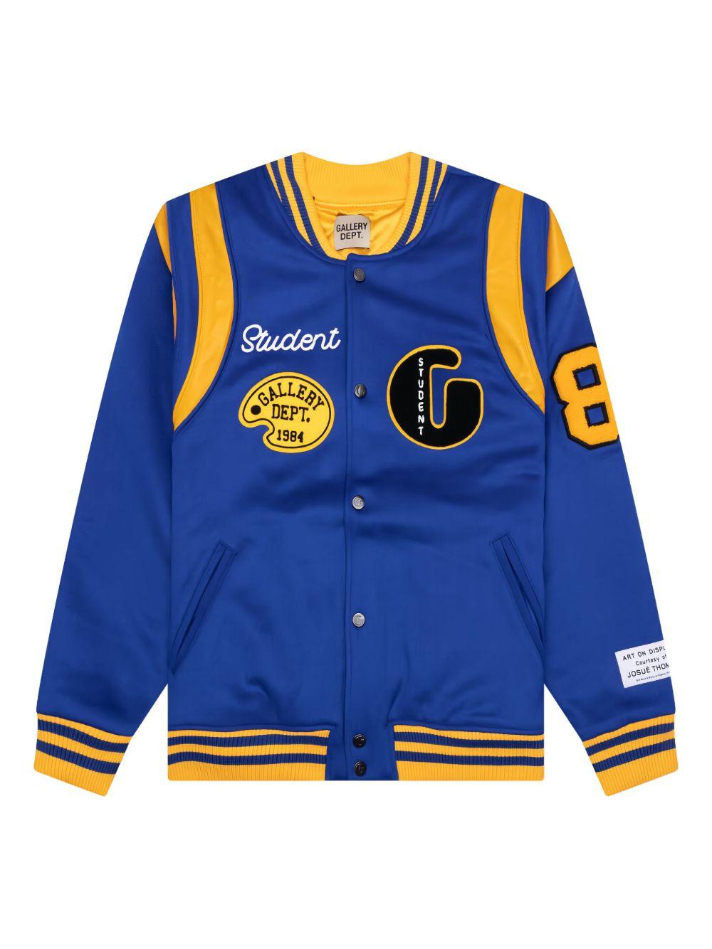 logo-appliqué wool bomber jacket Product Image