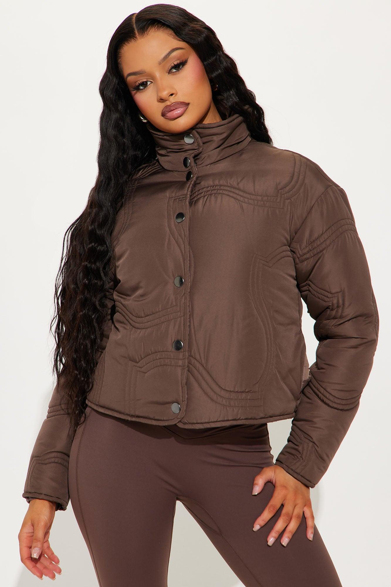 Sky High Light Weight Puffer Jacket - Chocolate Female Product Image