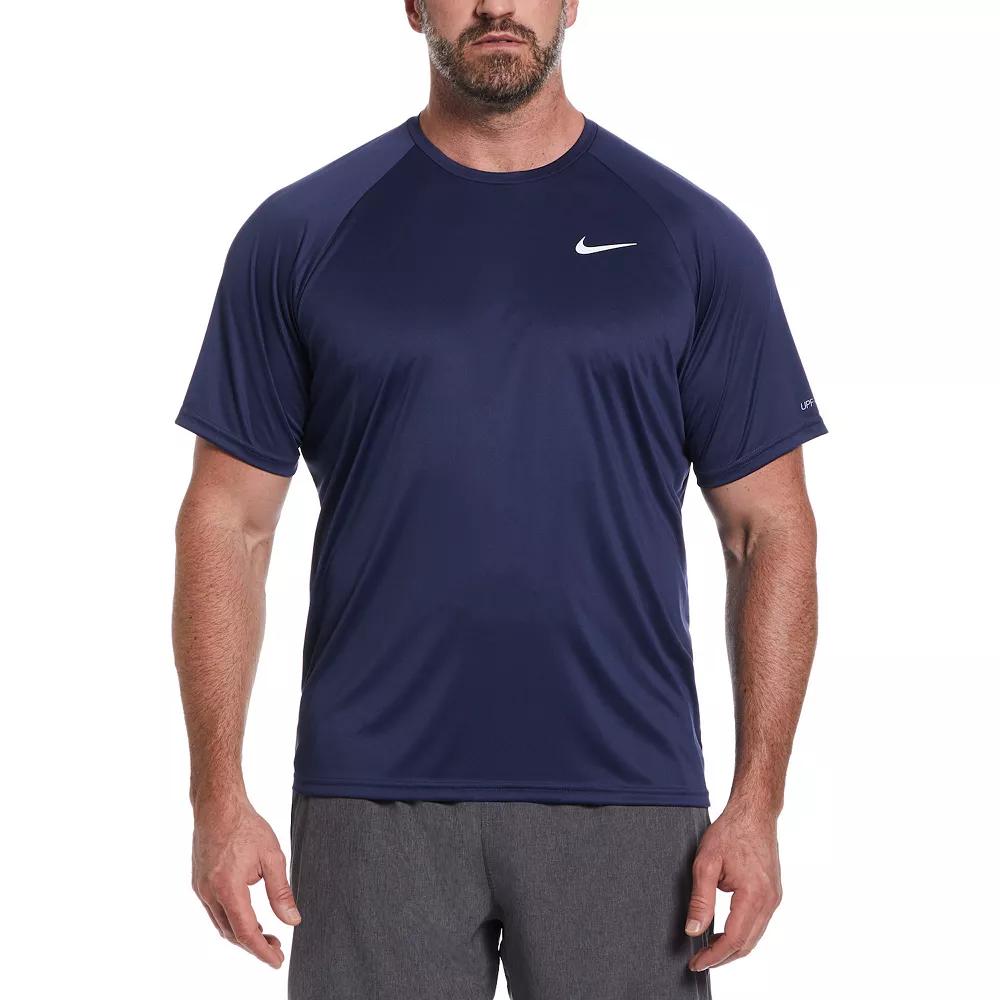 Big & Tall Nike Dri-FIT UPF 40+ Hydroguard Swim Tee, Mens Black Navy Product Image