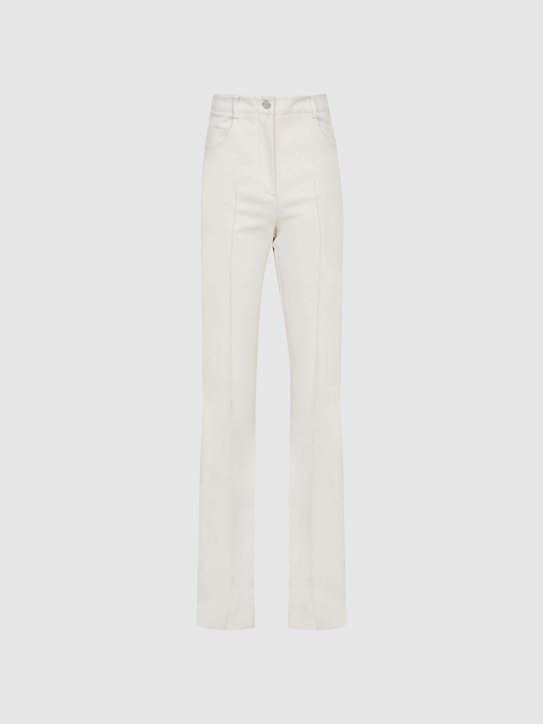 High Rise Flared Trousers in Cream Product Image
