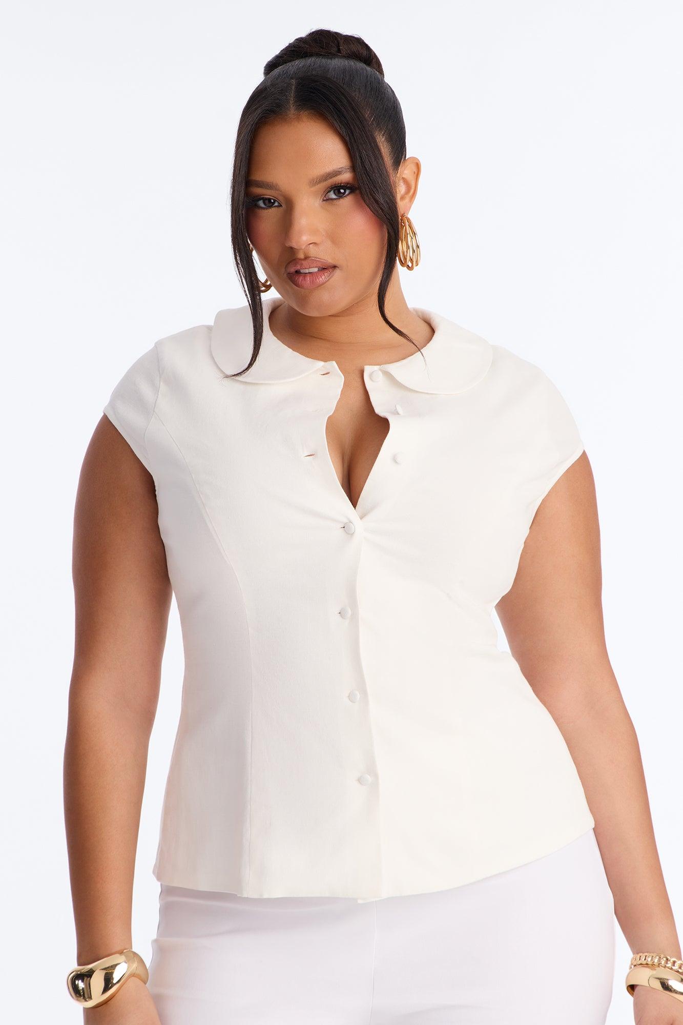 Little Cute Moment Tie Back Linen Shirt - White Female Product Image