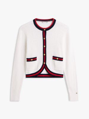 Gold-Button Textured Knit Cardigan Product Image
