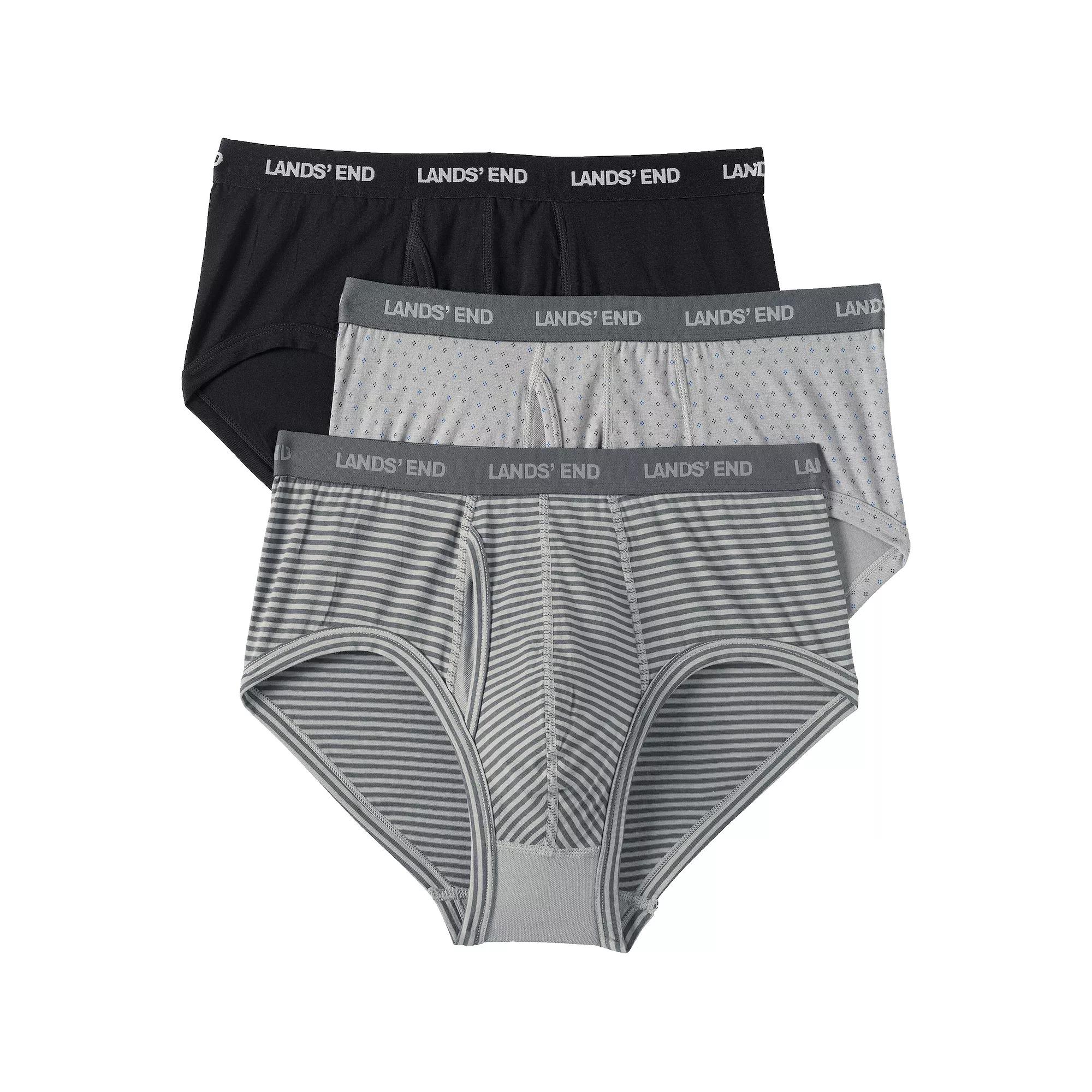 Men's Lands' End 3-Pack Comfort Briefs, Size: Medium, Black Gray Product Image