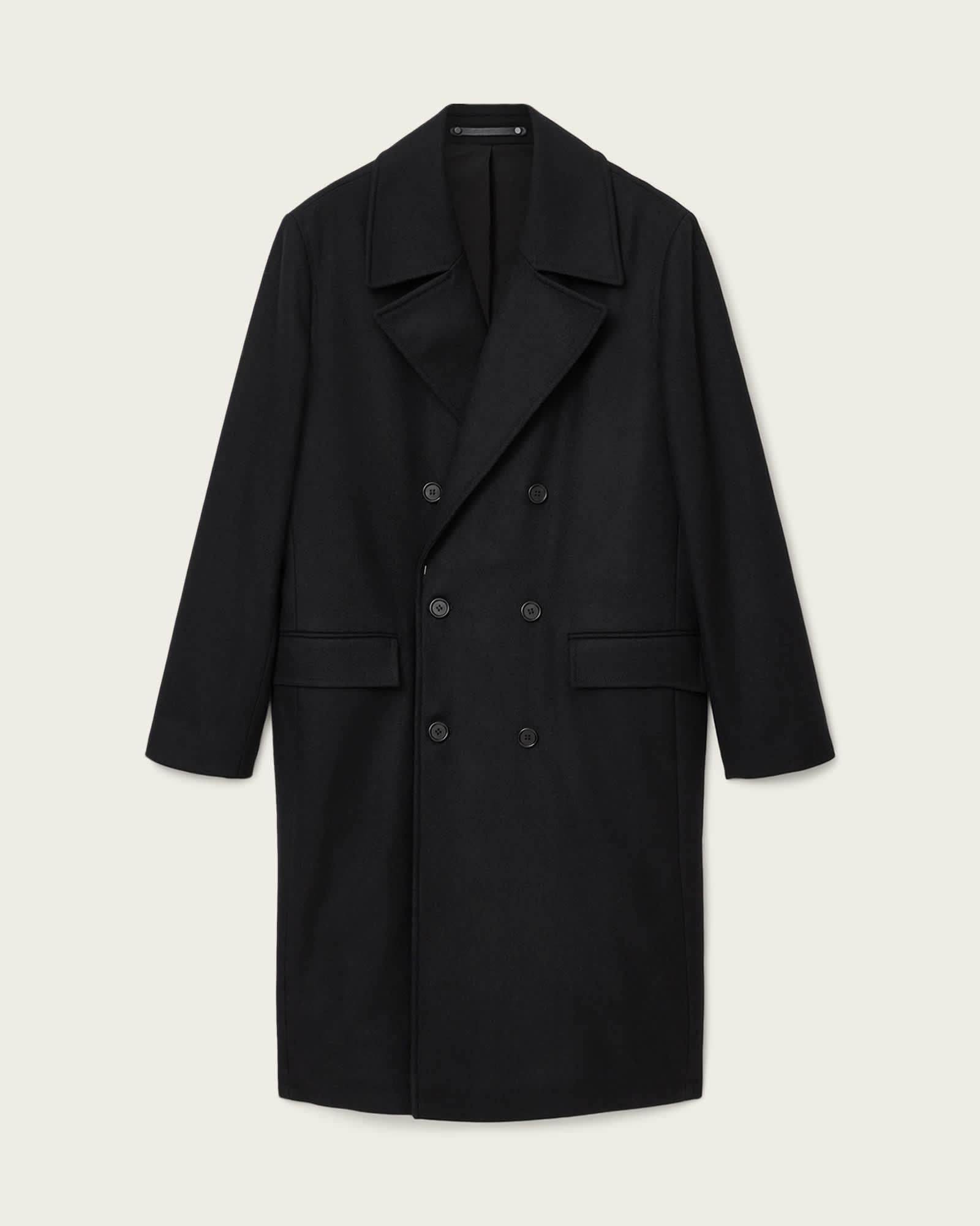 Curran Relaxed Fit Wool Coat Black | ALLSAINTS US Product Image
