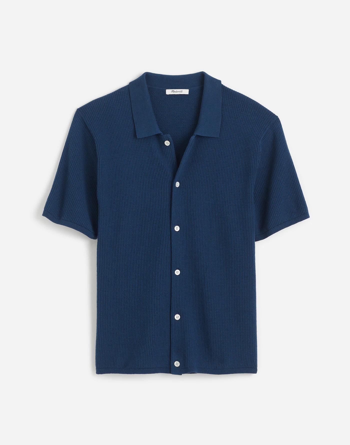 Tuck-Stitch Button-Up Sweater Polo Product Image