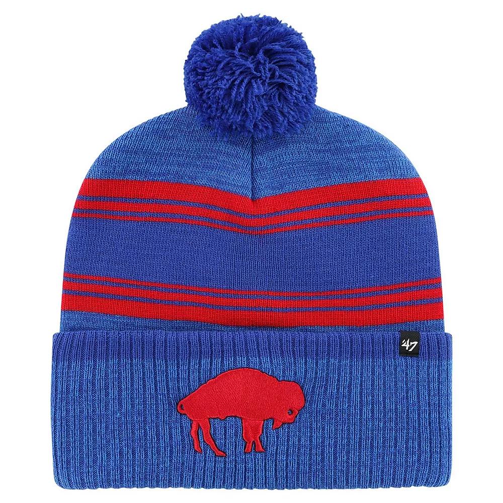 Men's '47 Royal Buffalo Bills Fadeout Cuffed Knit Hat with Pom, Blue Product Image