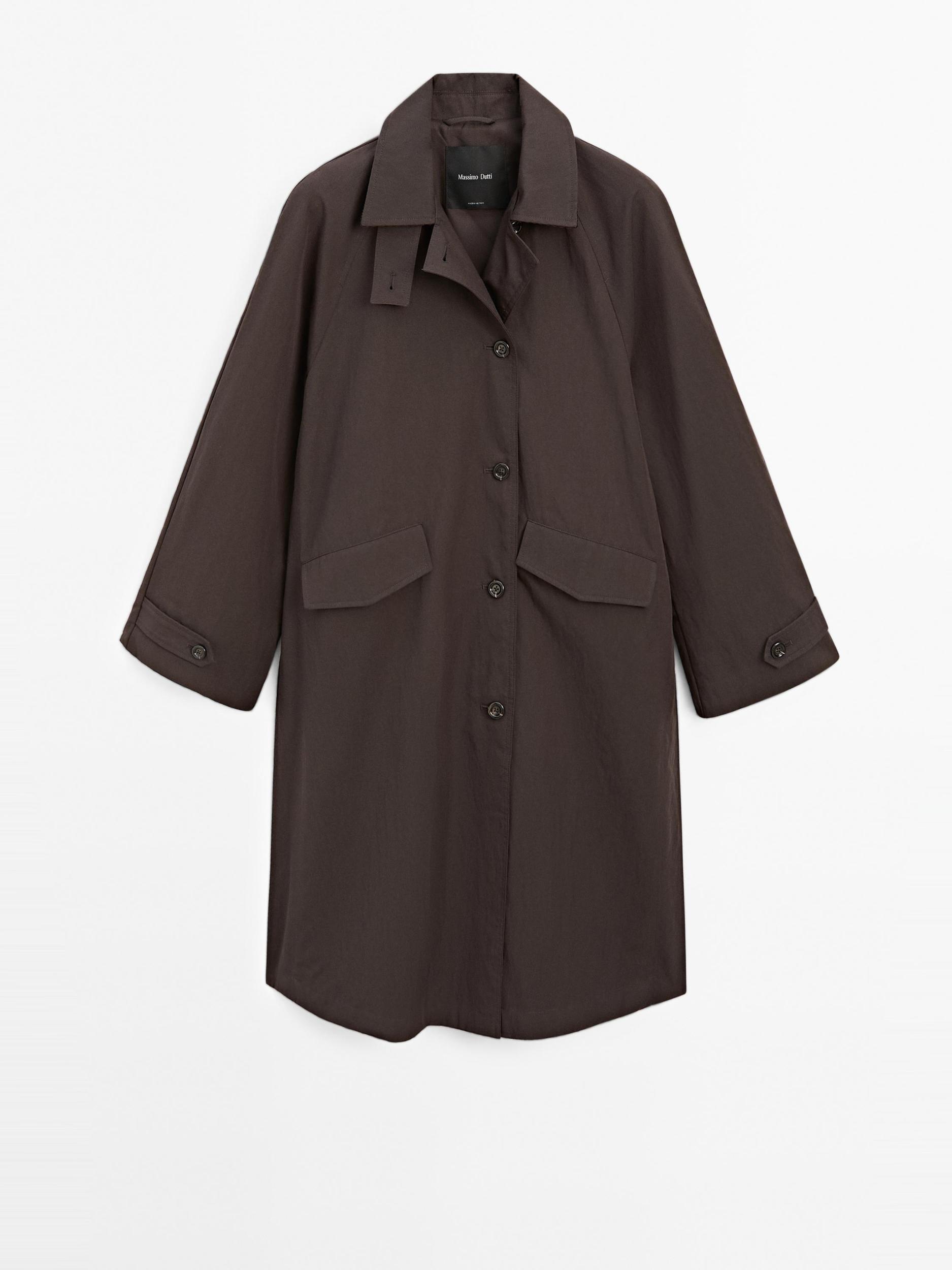 Cotton blend trench coat with corduroy detail Product Image