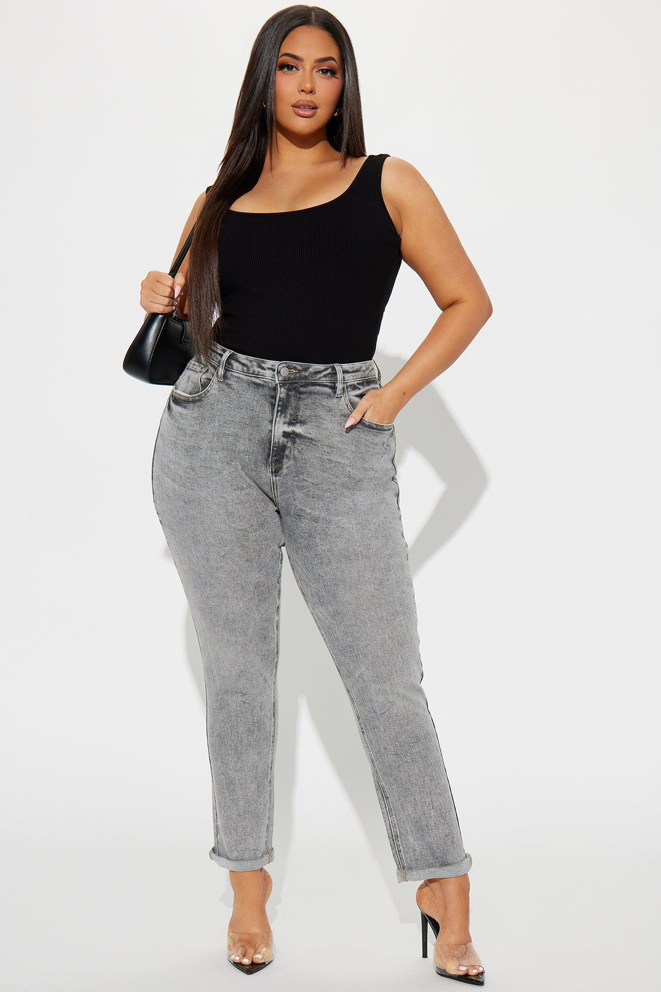Listen To Me 90's High Rise Mom Jeans - Grey Product Image