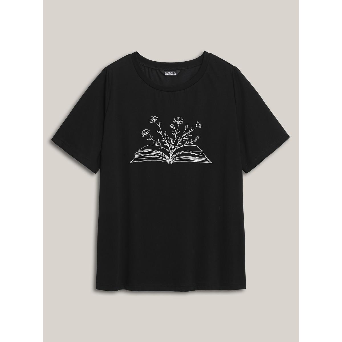 Plus Size Into The Forest Deep V-Neck T-Shirt Black Women Non Art&design V-neck Everyday-Casual T-shirts BloomChic 14-16/1X Product Image