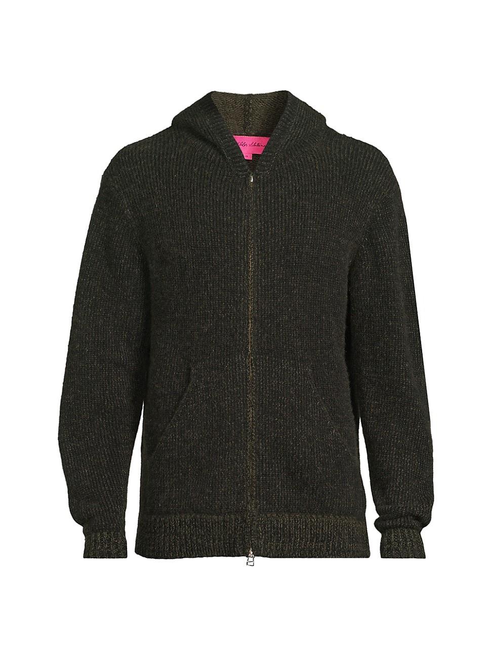 Mens Rib-Knit Cashmere Zip Hoodie Product Image