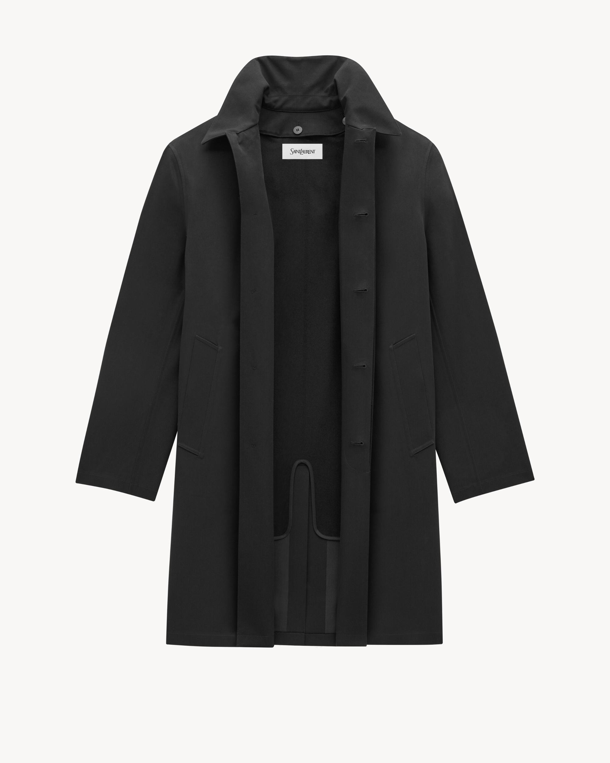 shearling-lined mac coat in nylon serge Product Image