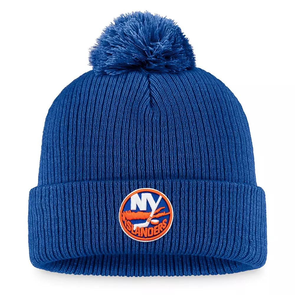Men's Fanatics Branded Royal New York Islanders Core Primary Logo Cuffed Knit Hat with Pom, Isl Blue Product Image