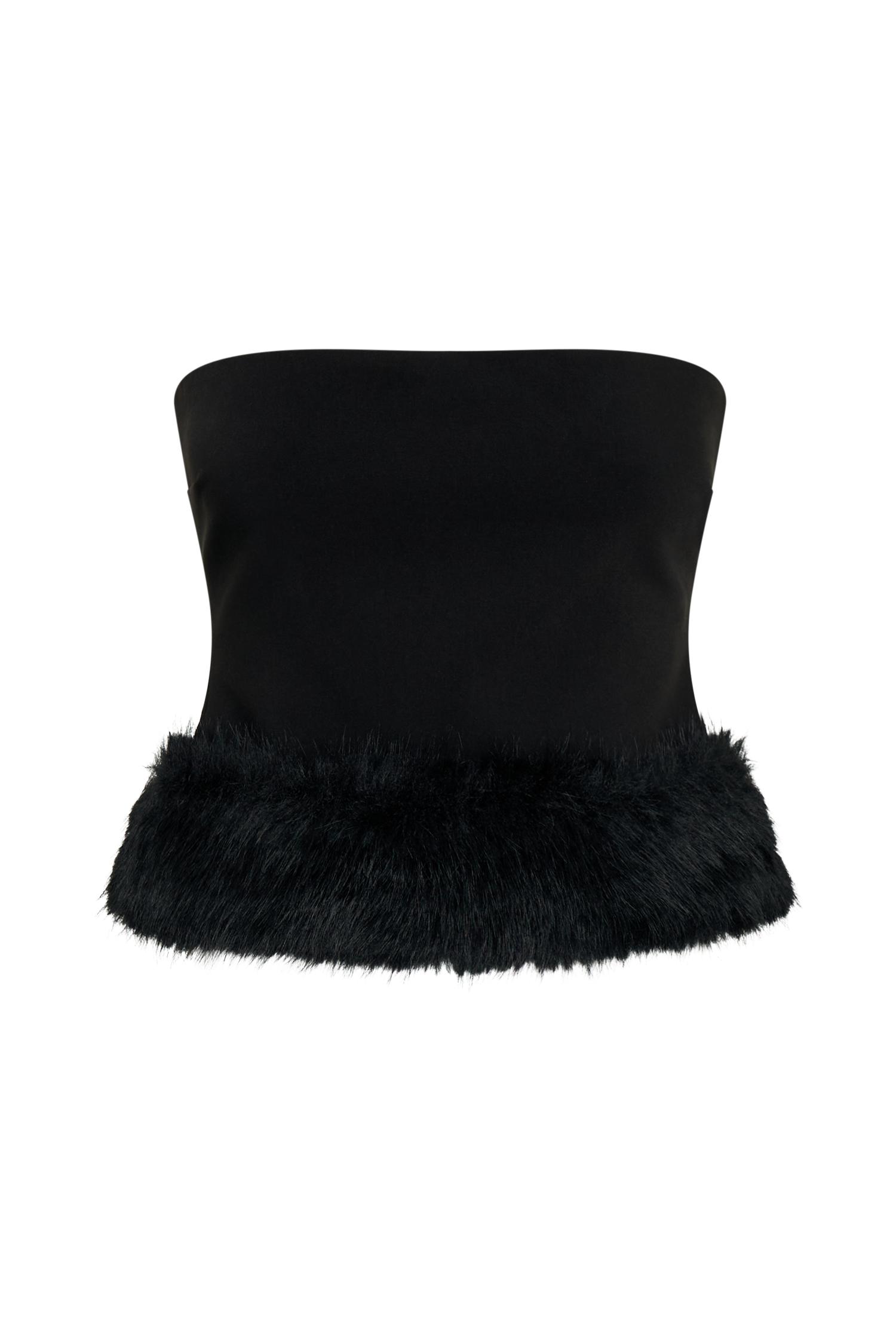 Jacklyn Strapless Faux Fur Top - Black Product Image