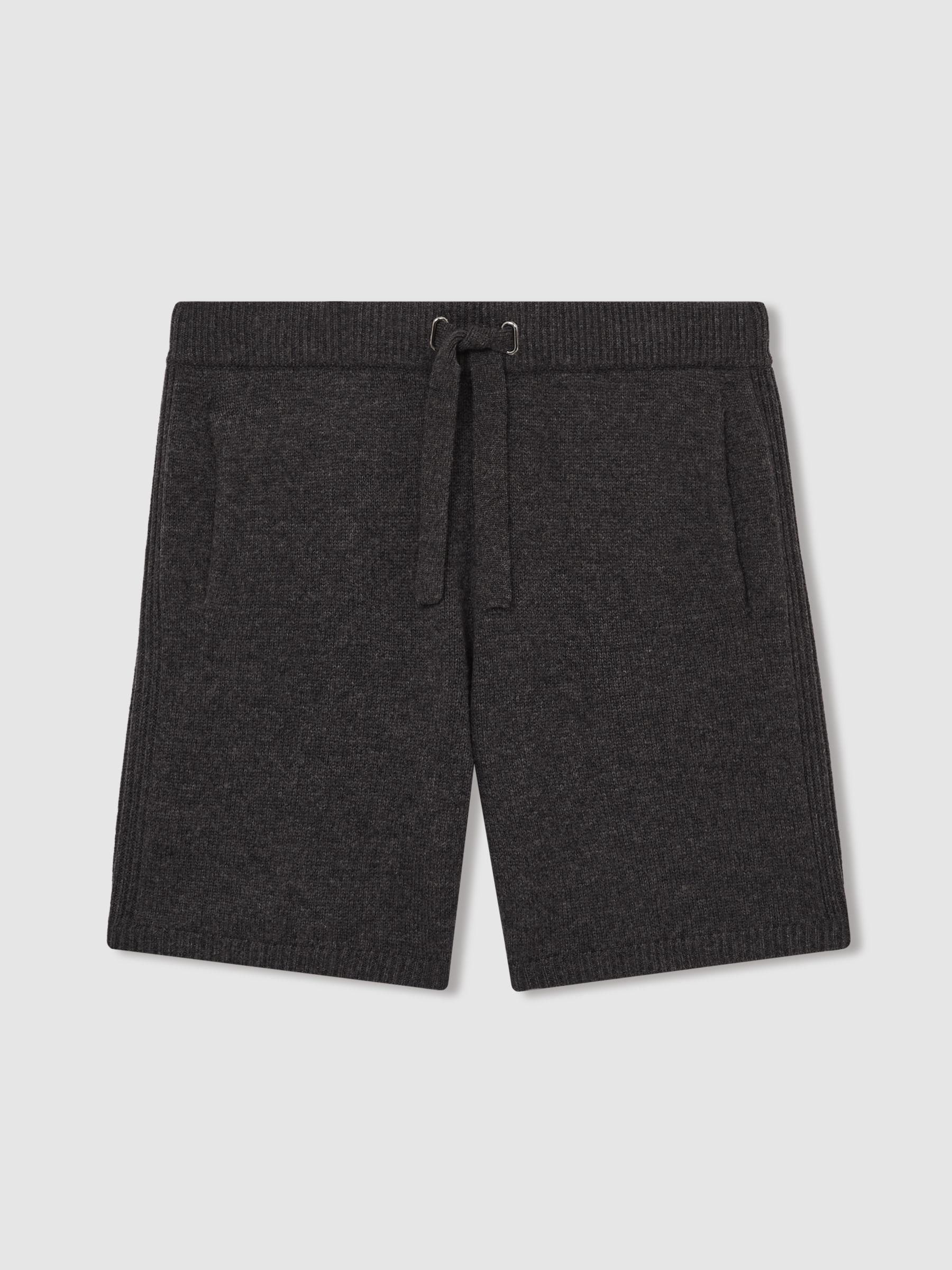 Wool Blend Heavy Knit Shorts in Charcoal Melange Product Image