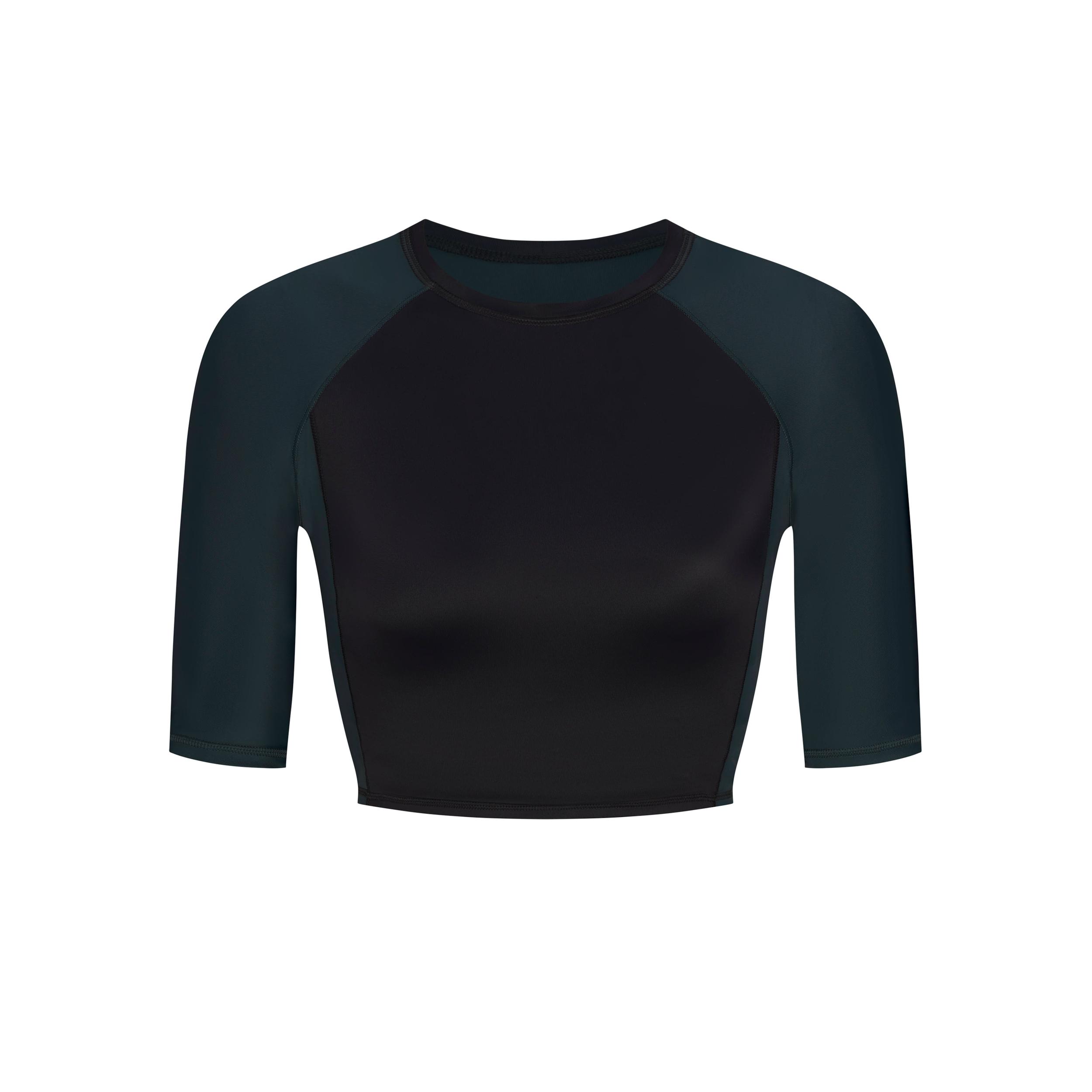 Nike Womens SKIMS Shine Padded 1/2-Sleeve Crop Top | BABRA9498W-OBT Product Image