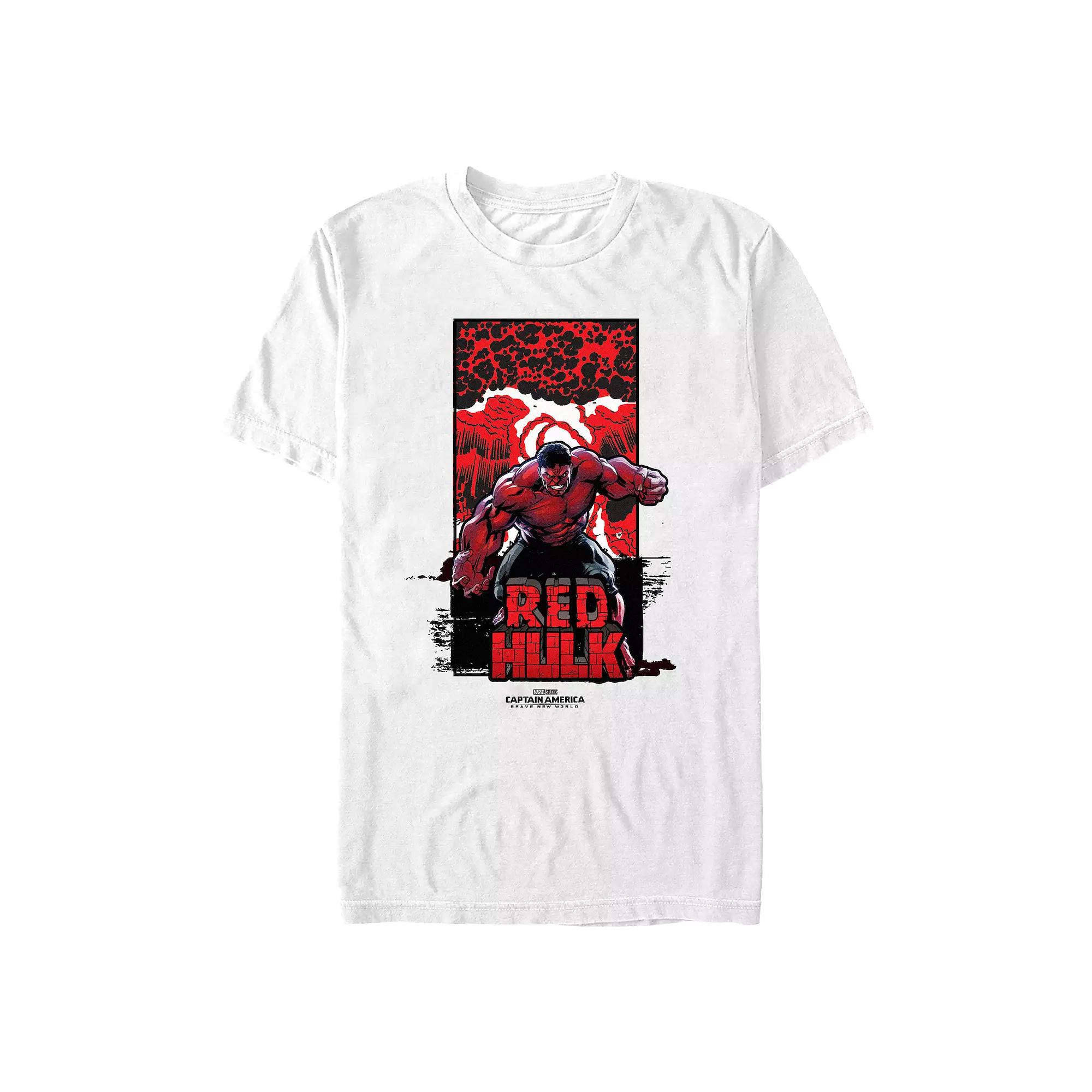 Men's Marvel Captain America Brave New World Red Hulk Explosion Poster Graphic Tee,  Product Image