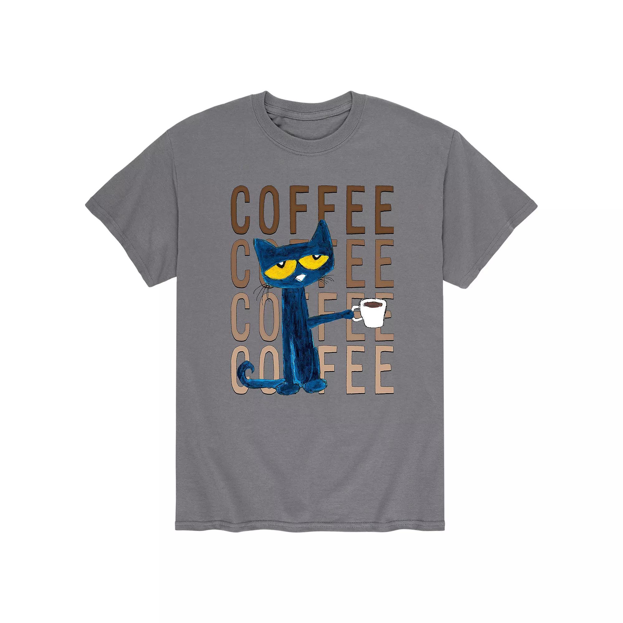 Men's Pete The Cat Coffee Repeated Tee,  Product Image