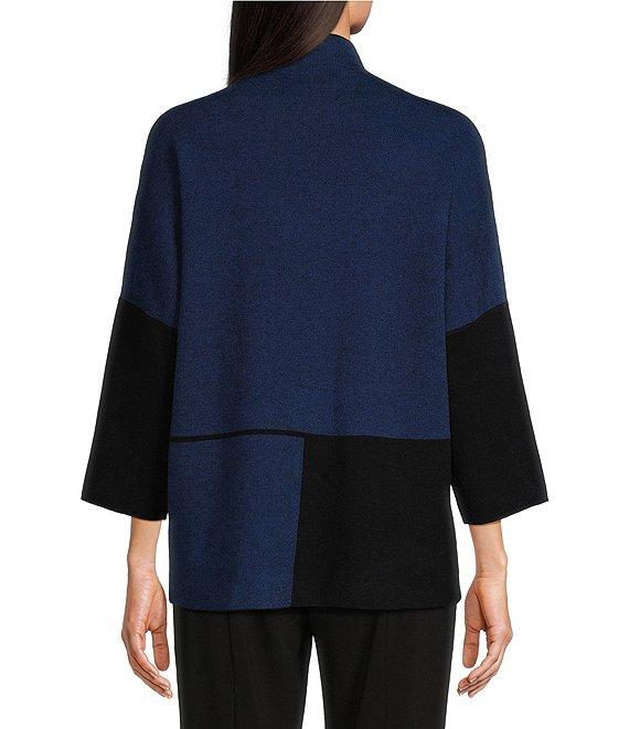 Ali Miles Color Block Knit Mock Neck 3/4 Dolman Sleeve Sweater Product Image