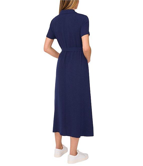 CeCe Button Front Short Sleeve Midi Dress Product Image
