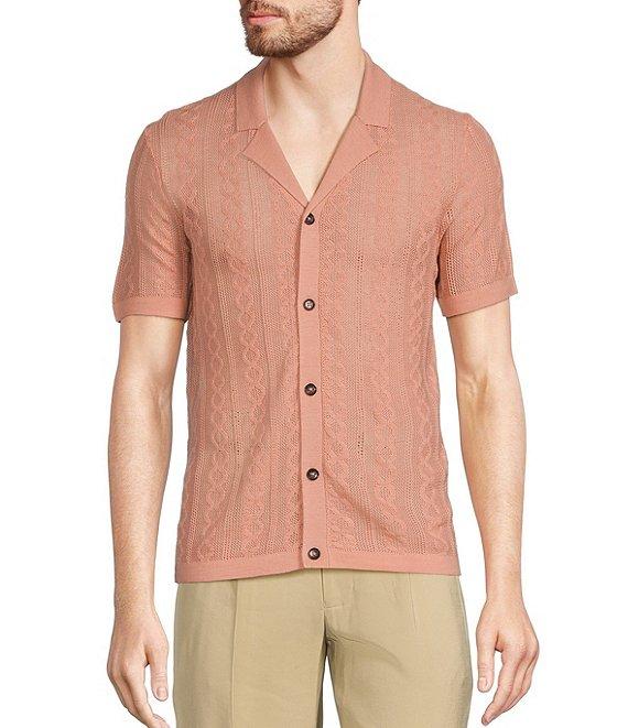 Murano Crocodile World Collection Textured Short Sleeve Woven Camp Shirt Product Image