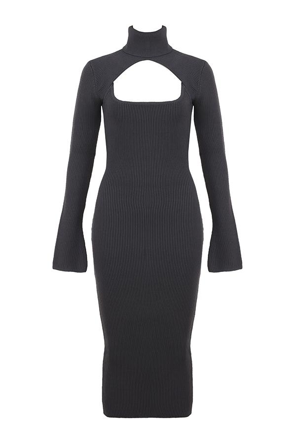 Meliora  charcoal knit midi dress - sale Product Image