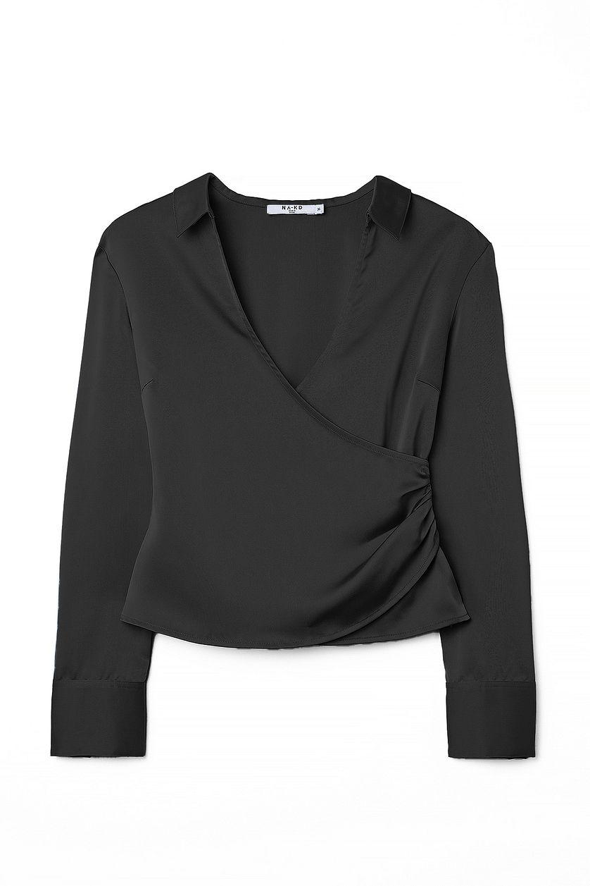 Wrap Detail Satin Shirt Product Image