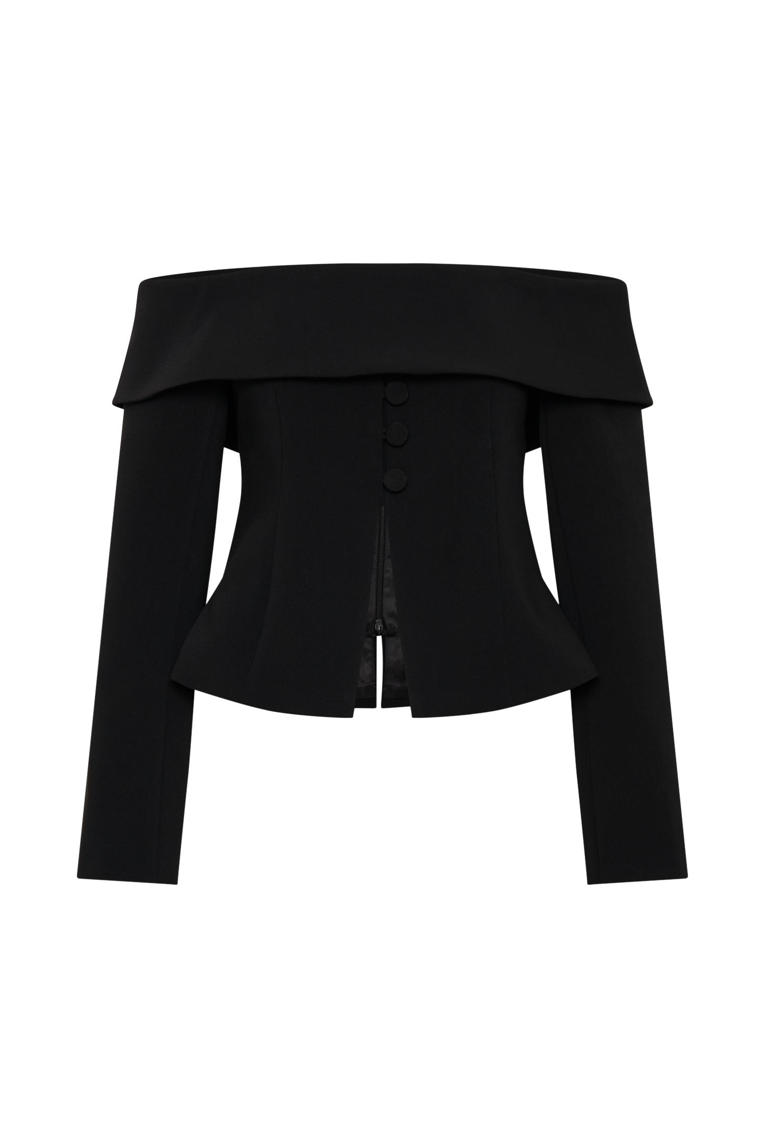 Celene Off Shoulder Jacket - Black Product Image