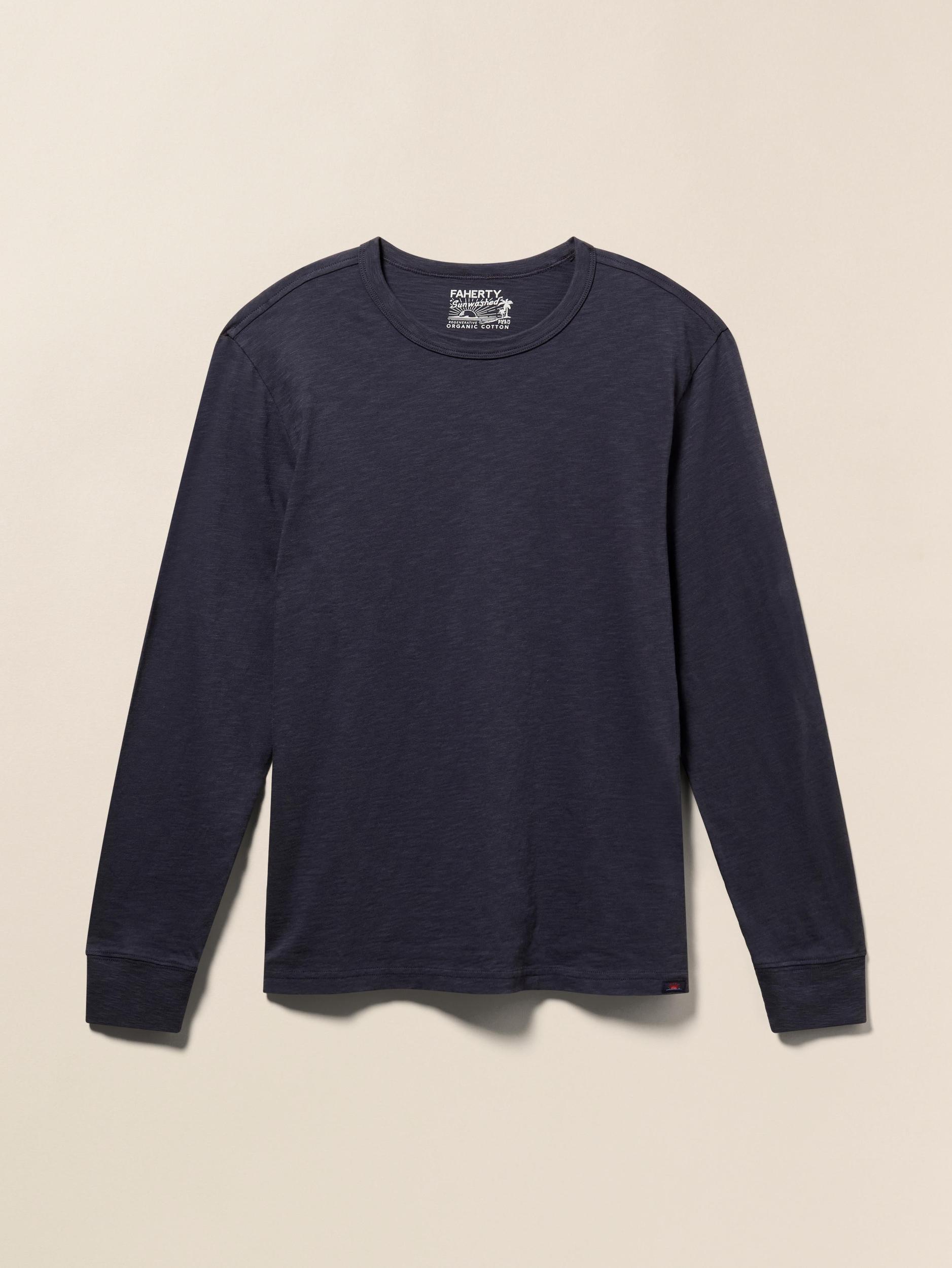 Long-Sleeve Sunwashed Regenerative Cotton Tee - Dune Navy Male Product Image