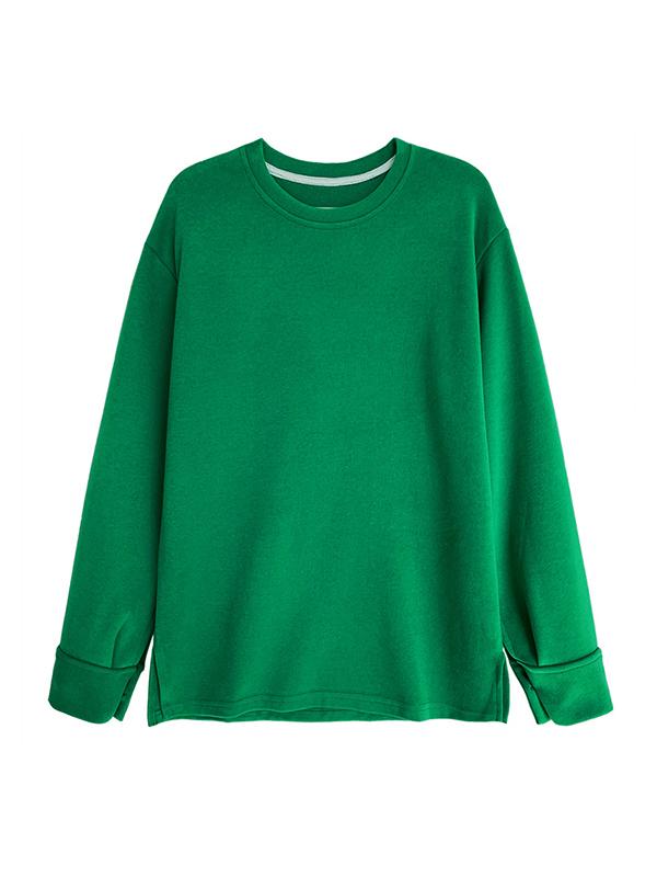 3 Colors Loose Casual Solid Color Split-Side T-Shirt Top Product Image