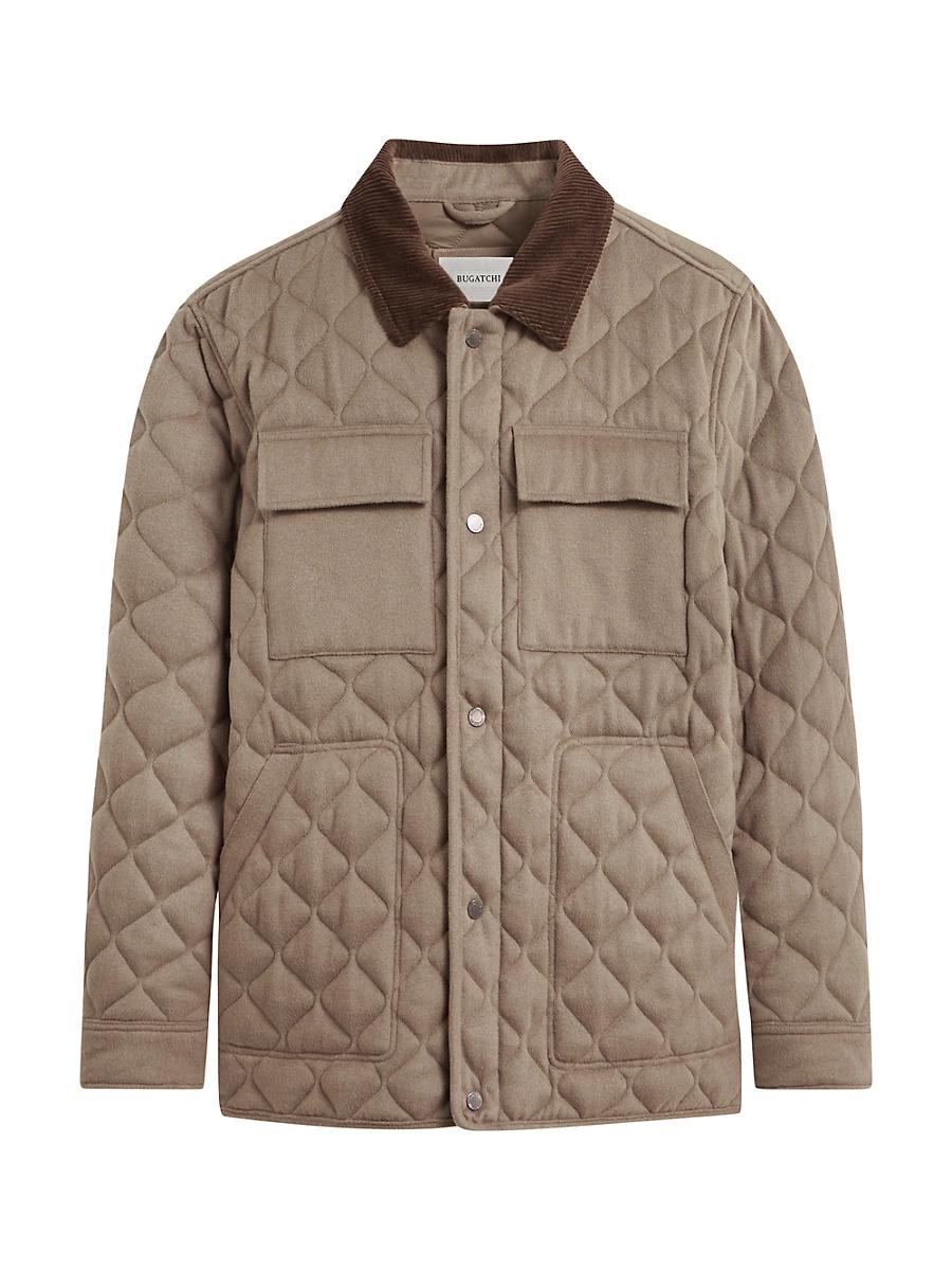 Mens Corduroy-Trimmed Quilted Jacket Product Image