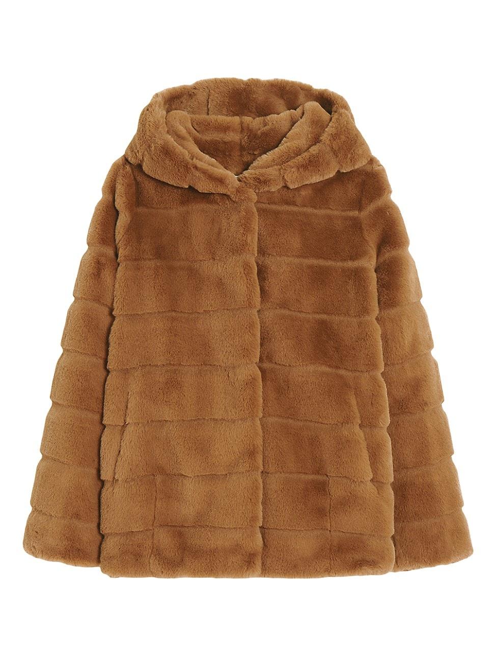 Womens Goldy Faux-Fur Hooded Short Coat Product Image