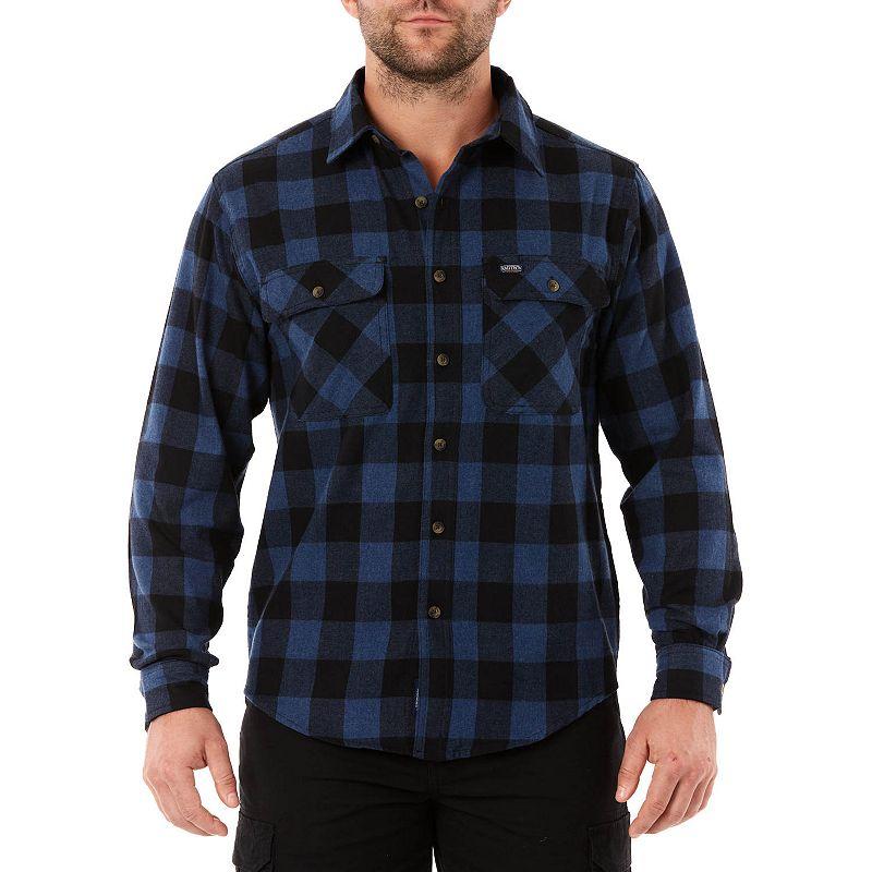 Mens Smiths Workwear Regular-Fit Buffalo Plaid Two-Pocket Flannel Button-Down Shirt Grey Ivy Blue Product Image