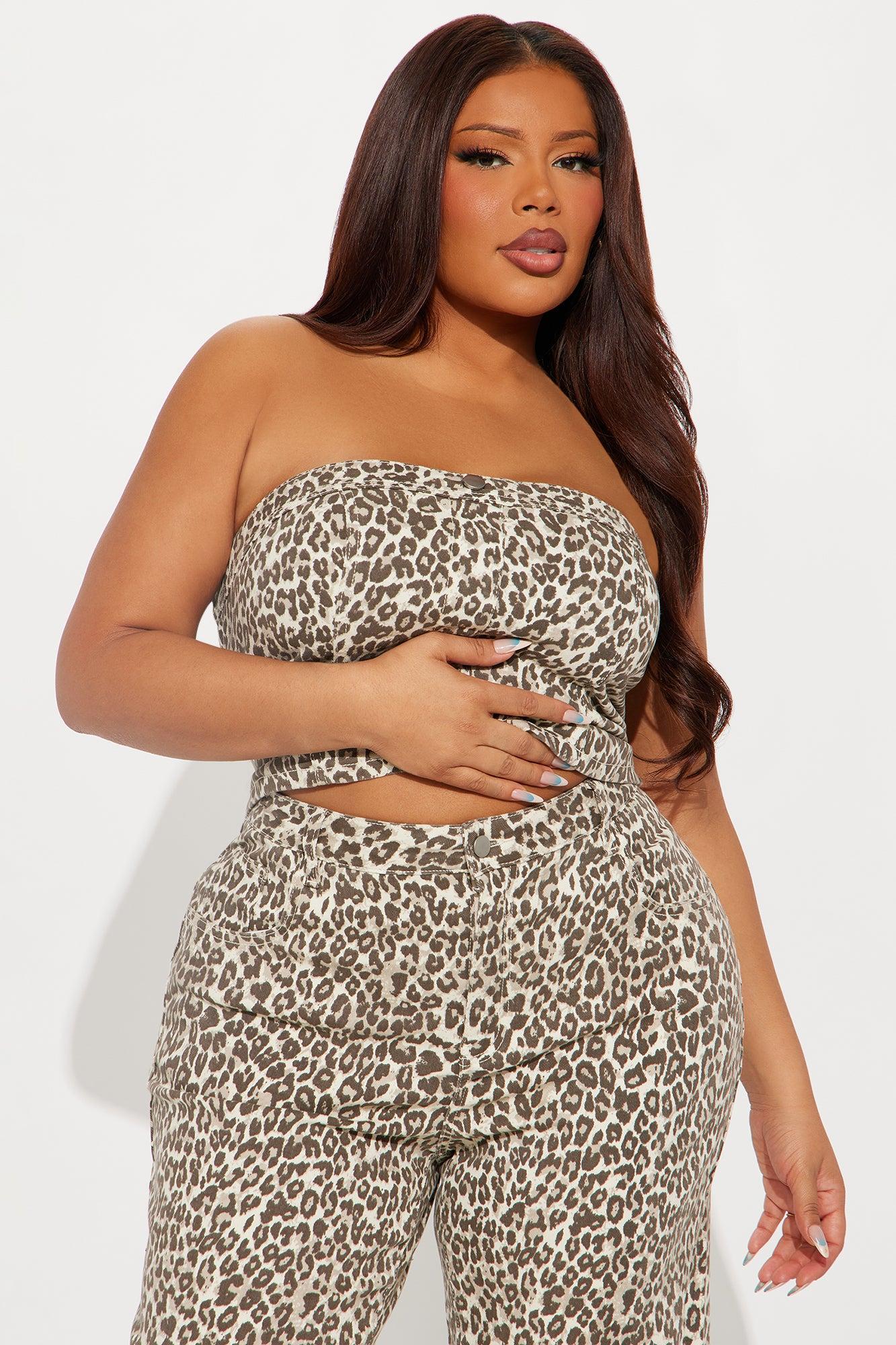 Wild Instincts Denim Leopard Pant Set - Leopard Female Product Image