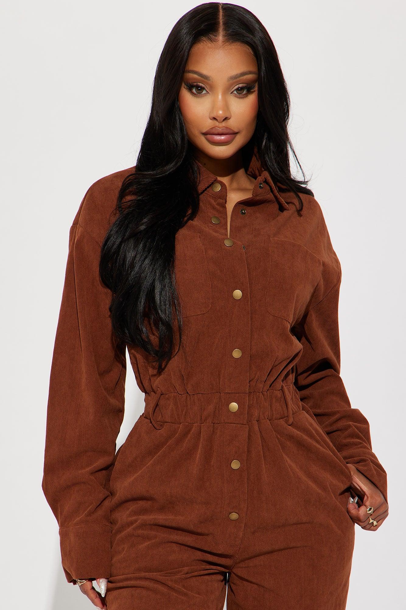 Only Forever Corduroy Jumpsuit - Brown Product Image