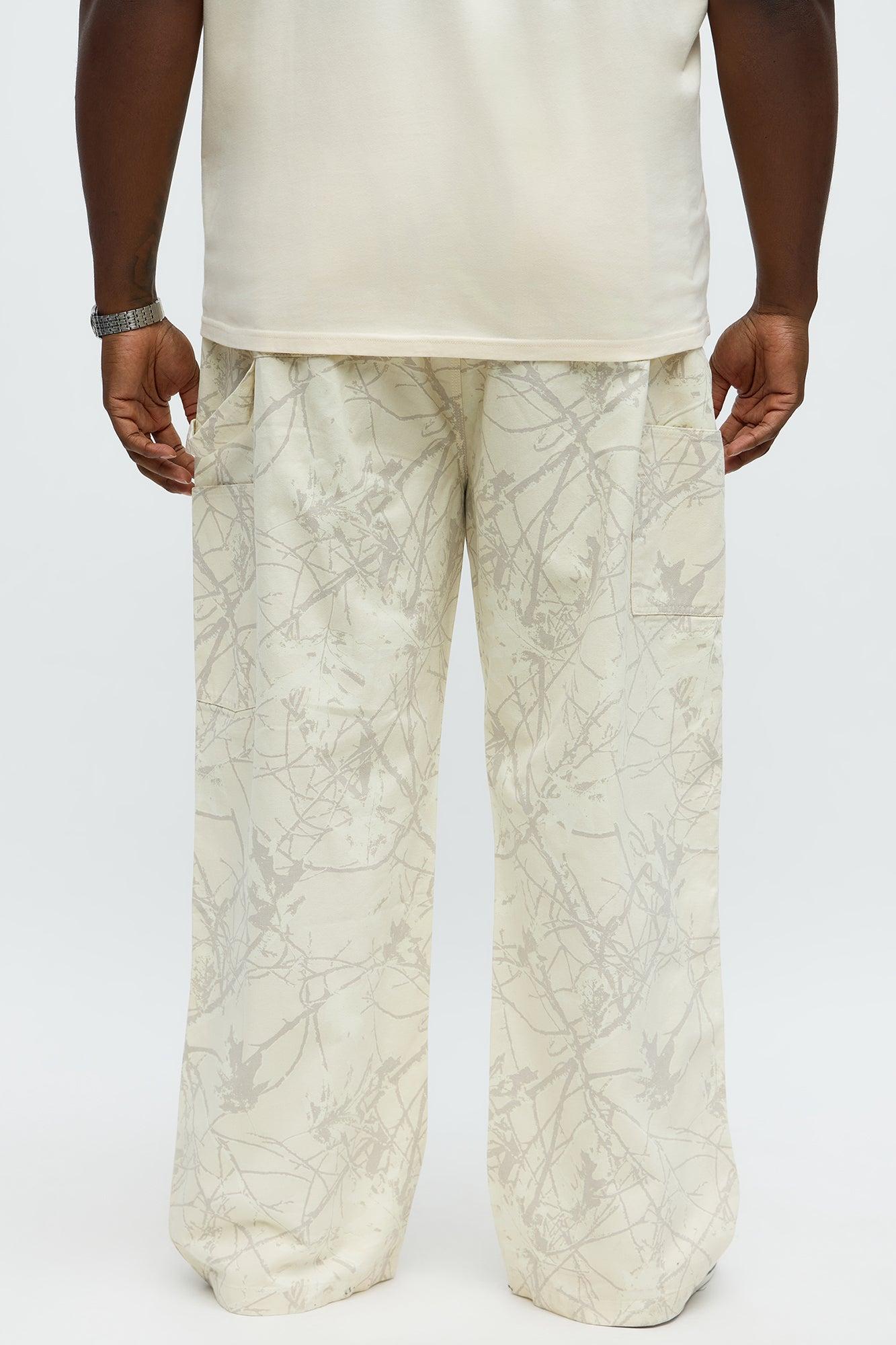 Straight Woodland Mirage Carpenter Pants  - Cream Male Product Image
