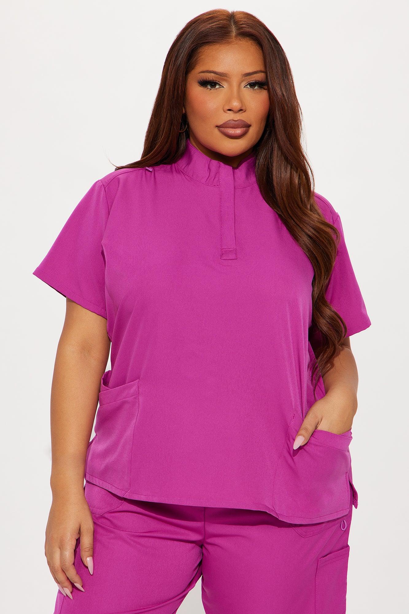 Ready For Anything 4 Way Stretch Uniform Scrub Pant Set  - Magenta Female Product Image