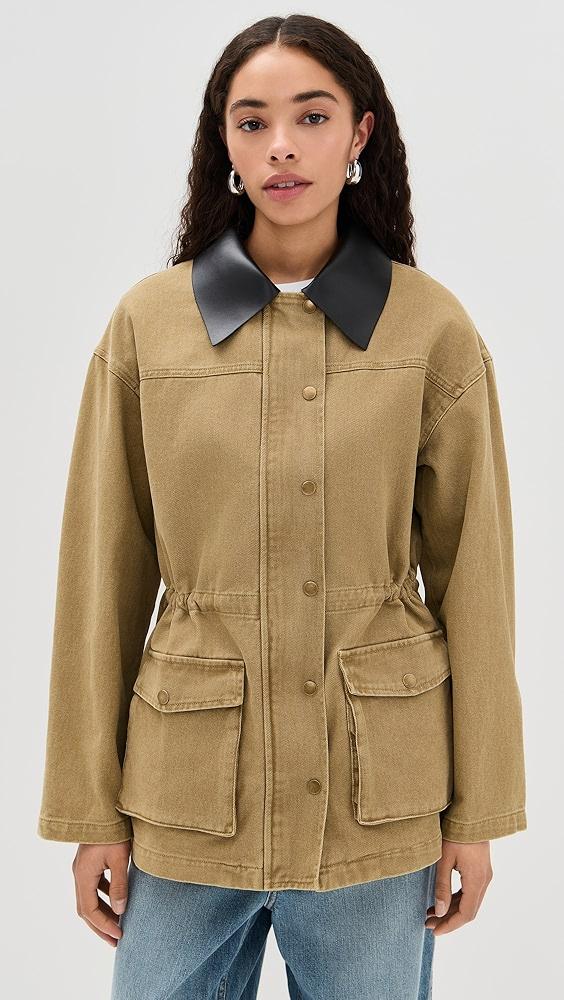 Pixie Market Faux Leather Collar Barn Jacket | Shopbop Product Image