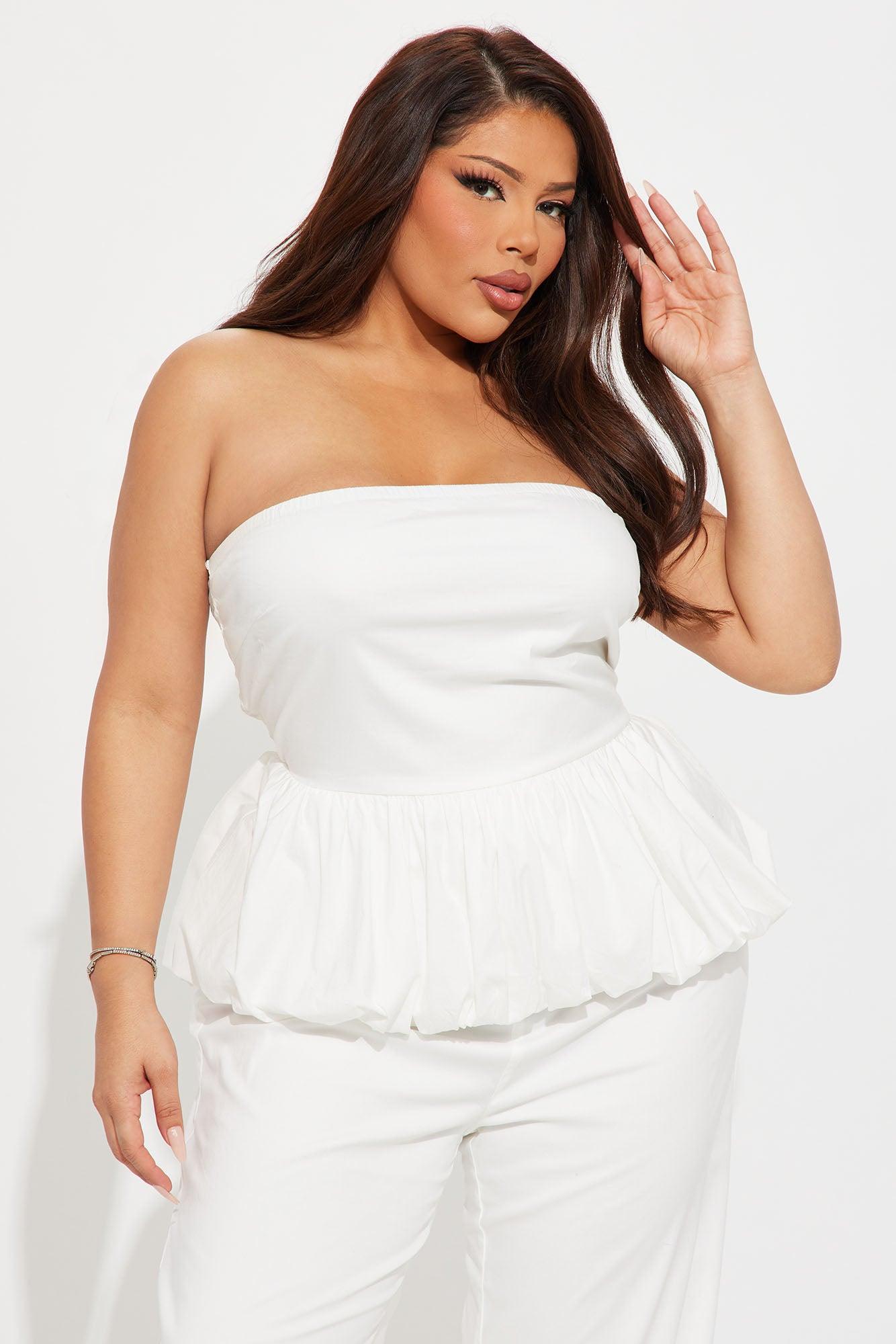 Poppy Peplum Jumpsuit - White Product Image