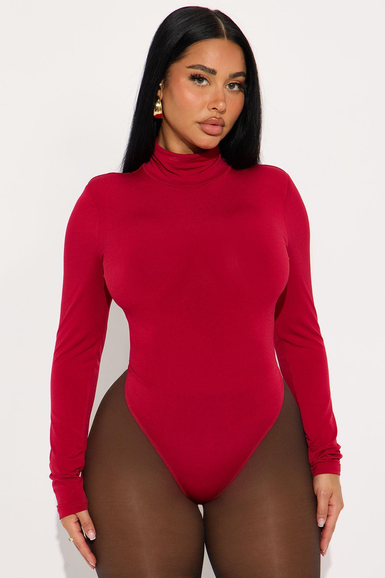True Long Sleeve Turtle Neck Bodysuit - Red Female Product Image