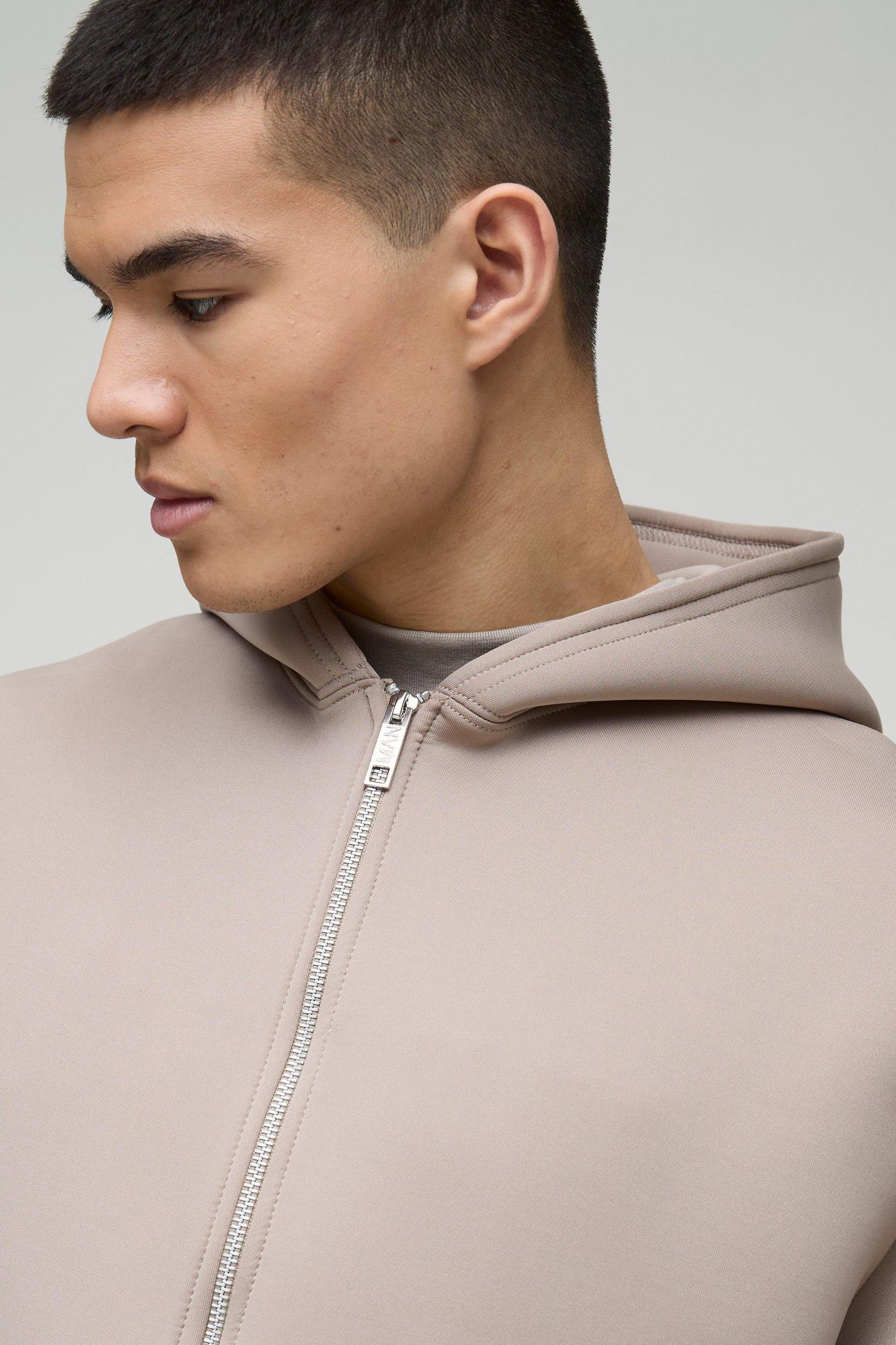 Oversized Zip Through Bonded Scuba Hoodie | boohooMAN USA Product Image